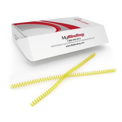 6mm Neon Yellow 4:1 Pitch Spiral Binding Coil - 100pk