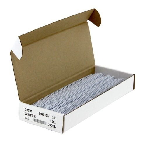 6mm White 4:1 Pitch Spiral Binding Coil - 100pk