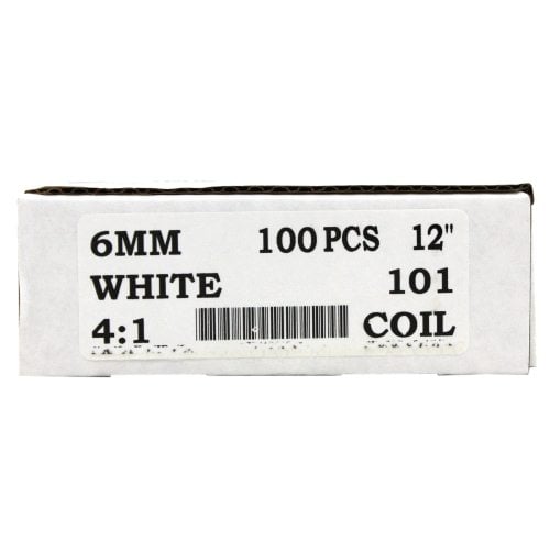 6mm White 4:1 Pitch Spiral Binding Coil - 100pk
