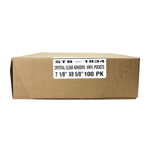 7-1/8" x 8-5/8" Crystal Clear Adhesive Vinyl Pockets 100pk