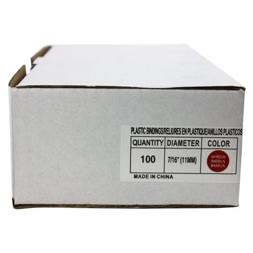 7/16" Maroon Plastic Binding Combs - 100pk