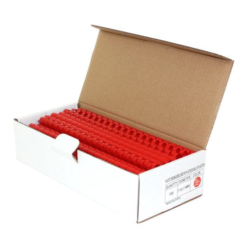 7/16" Red Plastic Binding Combs - 100pk