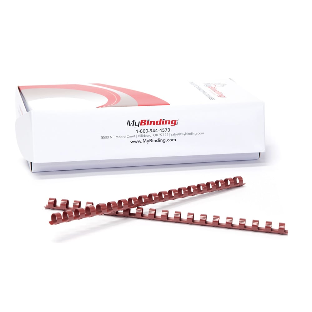 7/16" Maroon Plastic Binding Combs - 100pk