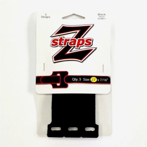 Z-Straps Black 7/16" x 23" Hook & Loop Vinyl Roll Straps - 5/Pack