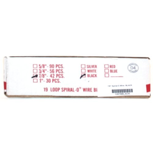 7/8" Black Spiral-O 19 Loop Wire Binding Combs - 100pk