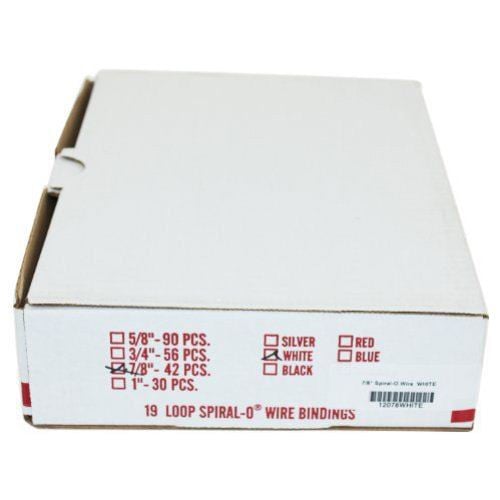 7/8" White Spiral-O 19 Loop Wire Binding Combs - 100pk