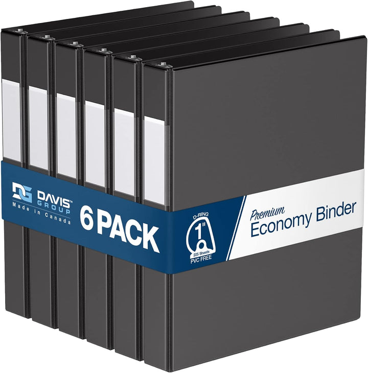 Black Premium Economy Angle D Ring Binders - 6pk