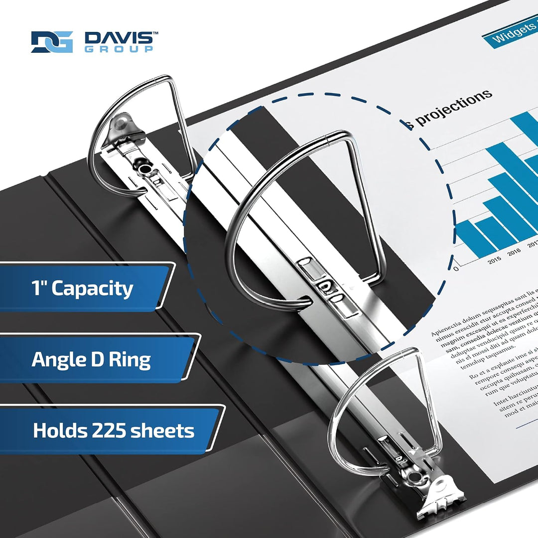 1" Black Premium Economy Angle D Ring Binders - 6pk