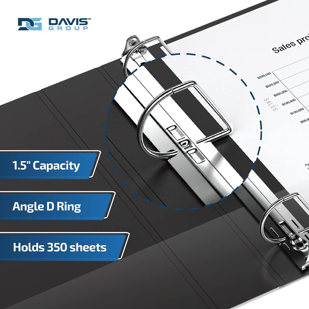 1.5" Black Premium Economy Angle D Ring Binders - 6pk