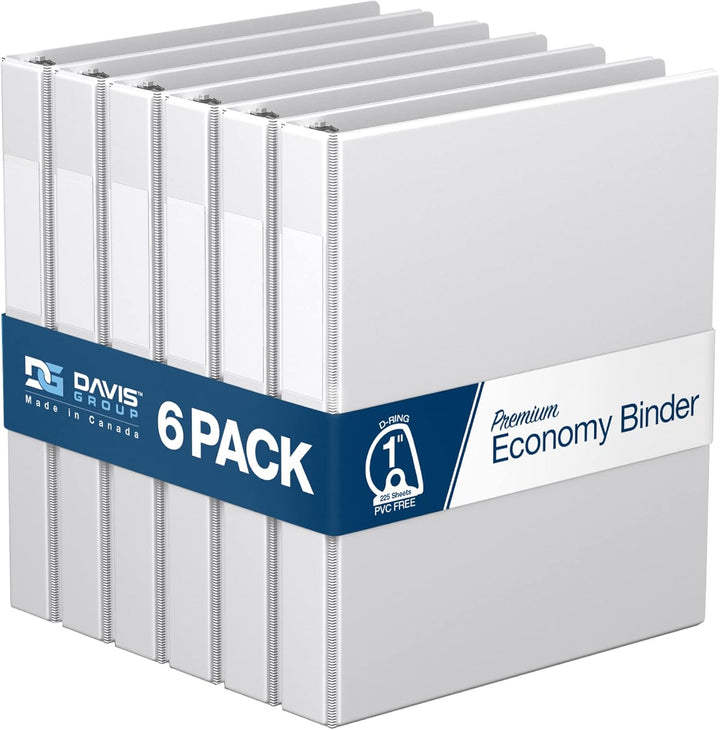 White Premium Economy Angle D Ring Binders - 6pk