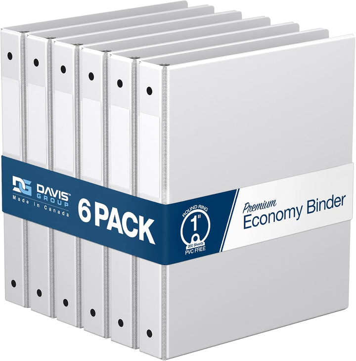 White Premium Economy Round Ring Binders - 6pk