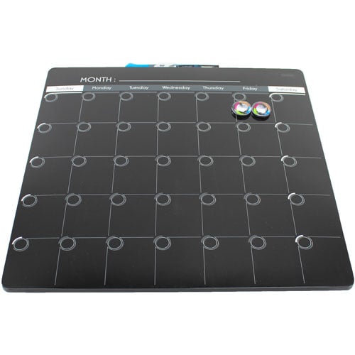 Quartet 14" x 14" Black 1-Month  Magnetic Dry-Erase Calendar Frameless Board
