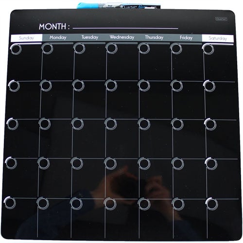 Quartet 14" x 14" Black 1-Month  Magnetic Dry-Erase Calendar Frameless Board