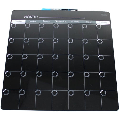 Quartet 14" x 14" Black 1-Month  Magnetic Dry-Erase Calendar Frameless Board
