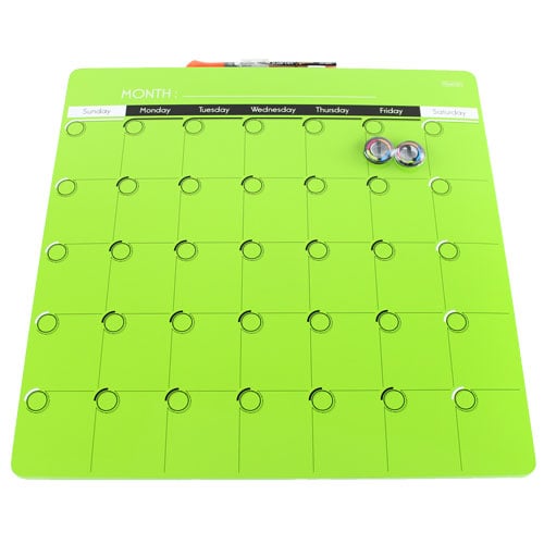 Quartet 14" x 14" Bright Green 1-Month  Magnetic Dry-Erase Calendar Frameless Board