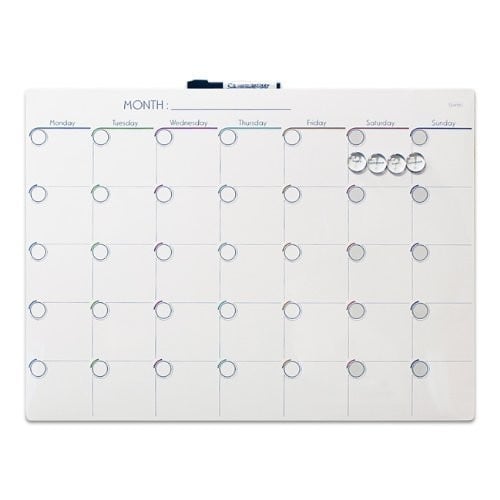 Quartet 17" x 23" White Magnetic Tin 1-Month Calendar Dry-Erase Planner Board