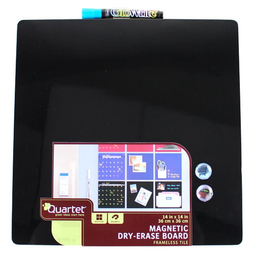 Quartet 14" x 14" Black Magnetic Dry-Erase Frameless Board