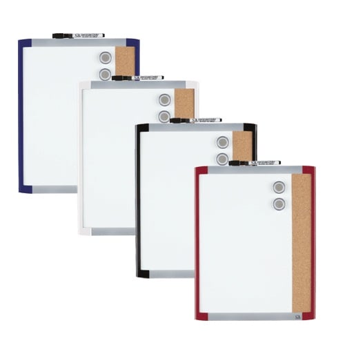Quartet 11" x 14" Dry-Erase Magnetic Whiteboard / Cork Combination Board with Plastic Frame