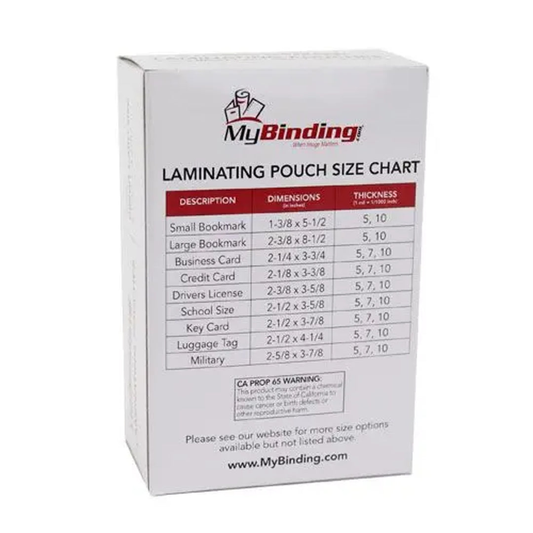 7MIL Credit Card 2-1/8" x 3-3/8" Laminating Pouches - 100pk