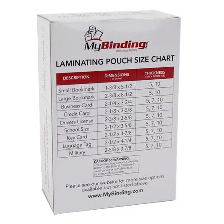 7MIL Driver's License 2-3/8" x 3-5/8" Laminating Pouches - 100pk