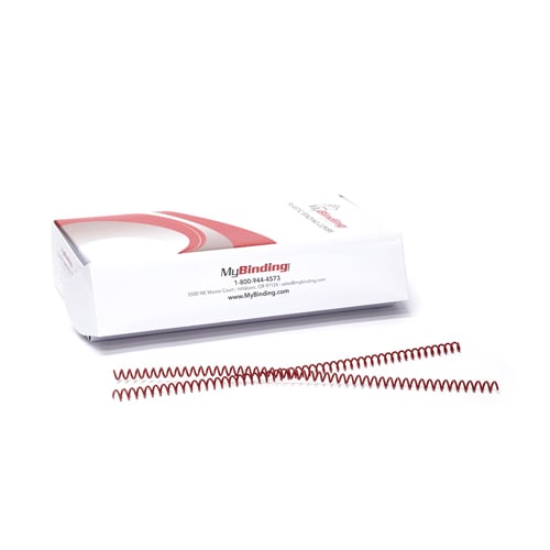 7mm Burgundy 4:1 Pitch Spiral Binding Coil - 100pk