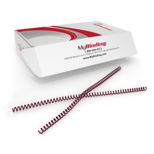 7mm Burgundy 4:1 Pitch Spiral Binding Coil - 100pk