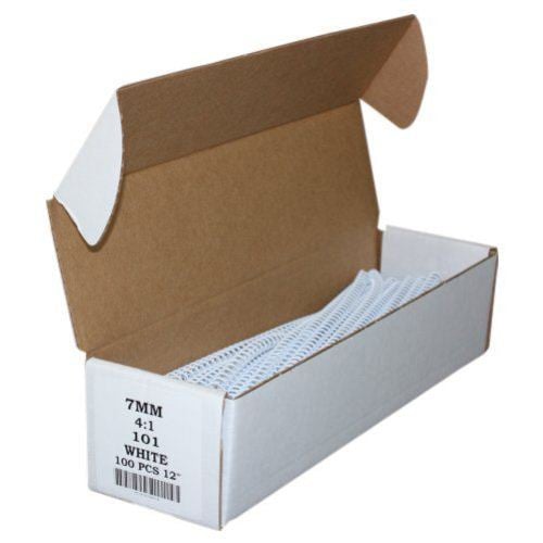 7mm White 4:1 Pitch Spiral Binding Coil - 100pk
