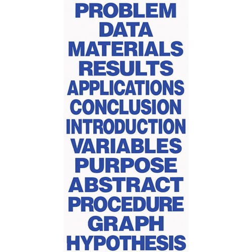 8.5" x 1.375" Blue Science Fair Titles for Project Boards (13/Set) - 24 Sets