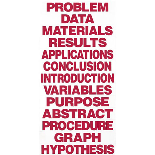 8.5" x 1.375" Red Science Fair Titles for Project Boards (13/Set) - 24 Sets