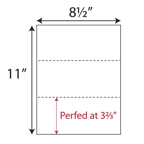 8.5" x 11" Double-Perforated in 3 Equal Parts -  500 Sheets