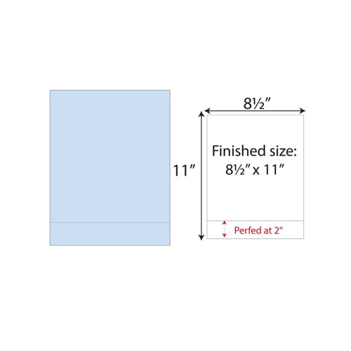 8.5" x 11" Cardstock Single Perforated 2" from bottom - 250 Sheets