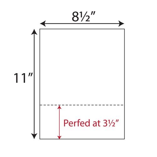 8.5" x 11" Cardstock Single Perforated 3.5" from bottom - 250 Sheets