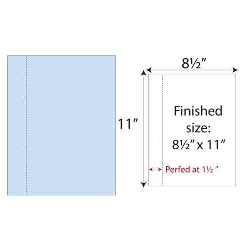 8.5" x 11" Cardstock Single Vertical Perforated 1.5" from left - 250 Sheets