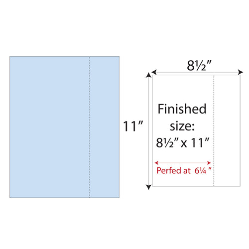 8.5" x 11" Single Vertical Perforated 6.25" from left - 500 Sheets