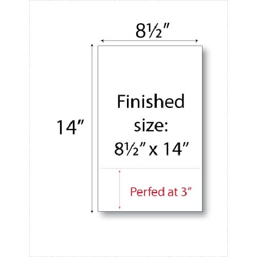 8.5" x 14" Cardstock Single-Perforated from bottom - 250 Sheets