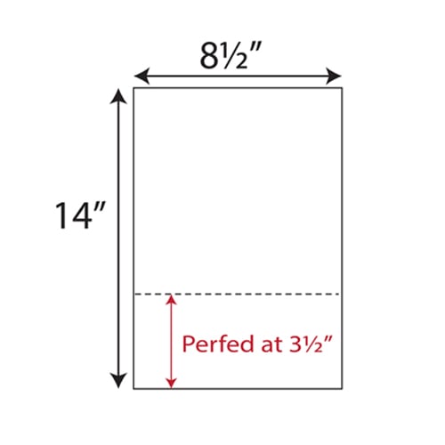 8.5" x 14" Single-Perforated 3.5" from bottom - 500  Sheets