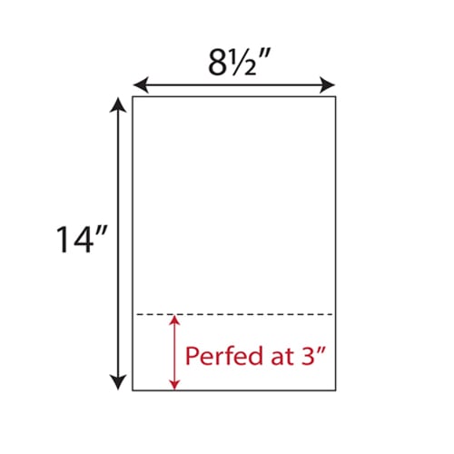 8.5" x 14" Cardstock Single-Perforated 3" from bottom  - 250 Sheets