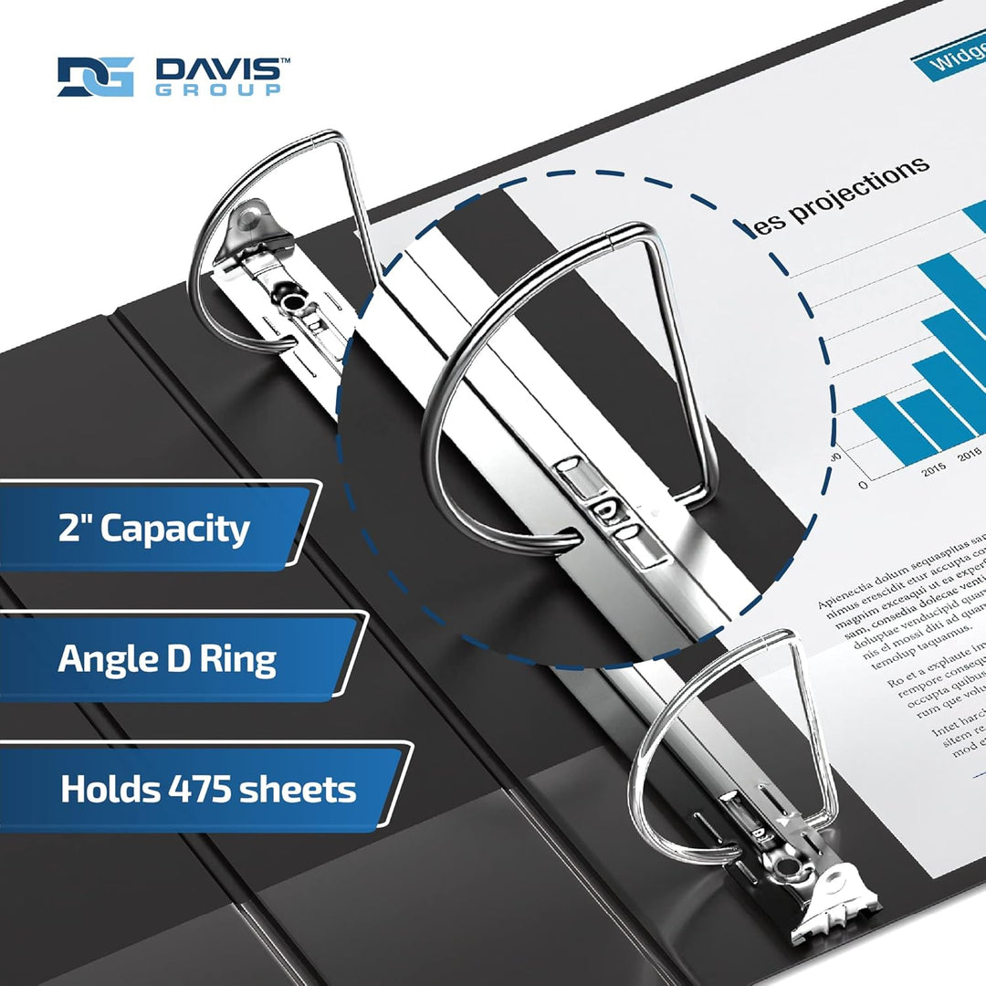 2" Black Premium Economy Angle D Ring Binders - 6pk
