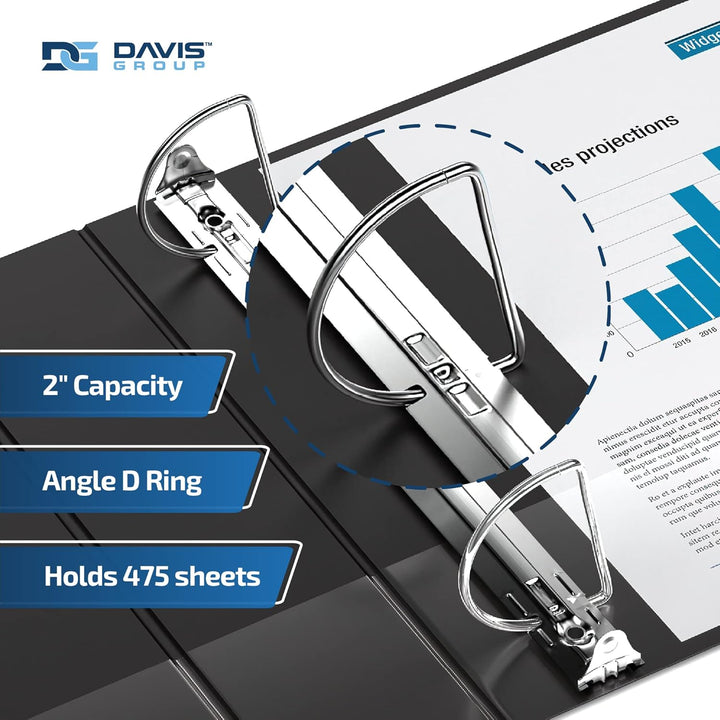2" Black Premium Economy Angle D Ring Binders - 6pk