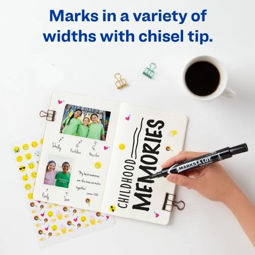 Avery Marks A Lot Black Permanent Markers (Chisel Tip, 36/Box) - 98206
