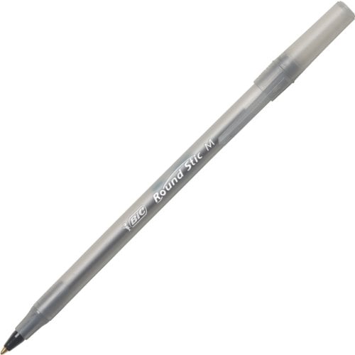 BIC Round Stic Black Ballpoint Pen (Translucent Barrel) - 240/Carton (GSM240BK)