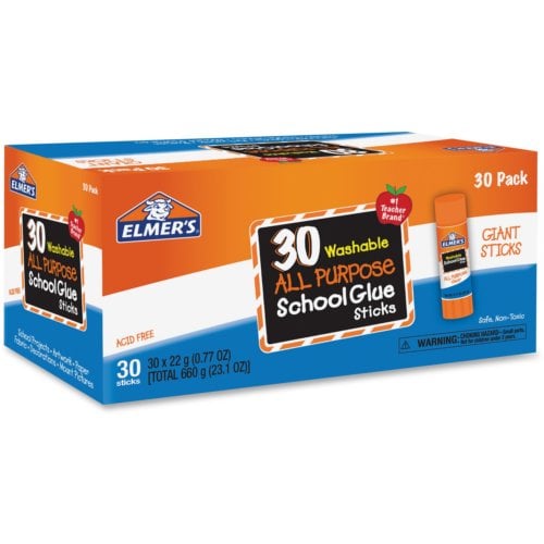 Elmer's Washable All-Purpose .77oz Clear School Glue Sticks (E599) - 30/Box
