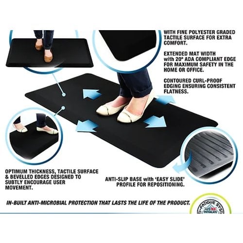 Floortex 20" x 39" AFS-TEX® 3000 Black Active Anti-Fatigue Mat