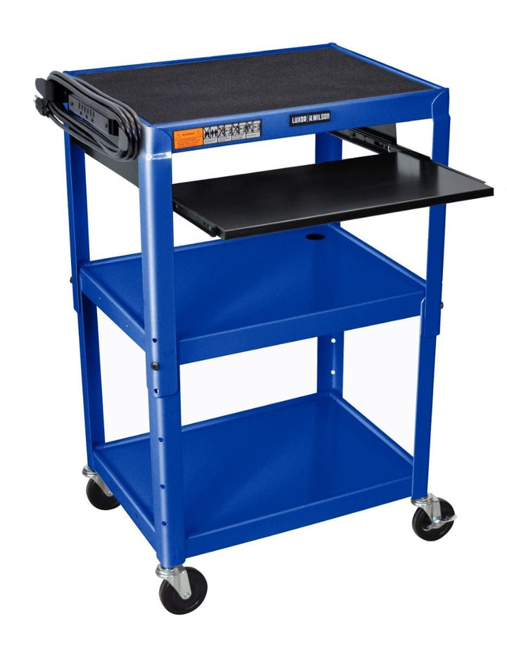 Luxor Adjustable-Height Steel Utility Carts With Pullout Keyboard Tray