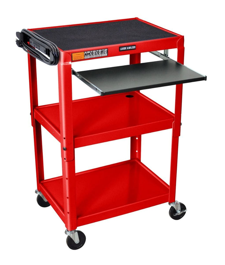 Luxor Adjustable-Height Steel Utility Carts With Pullout Keyboard Tray