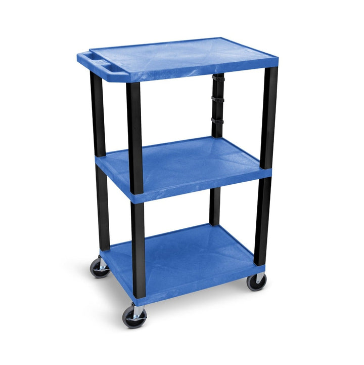 Luxor 42" High 3-Shelf Utility Carts (Blue Shelves)
