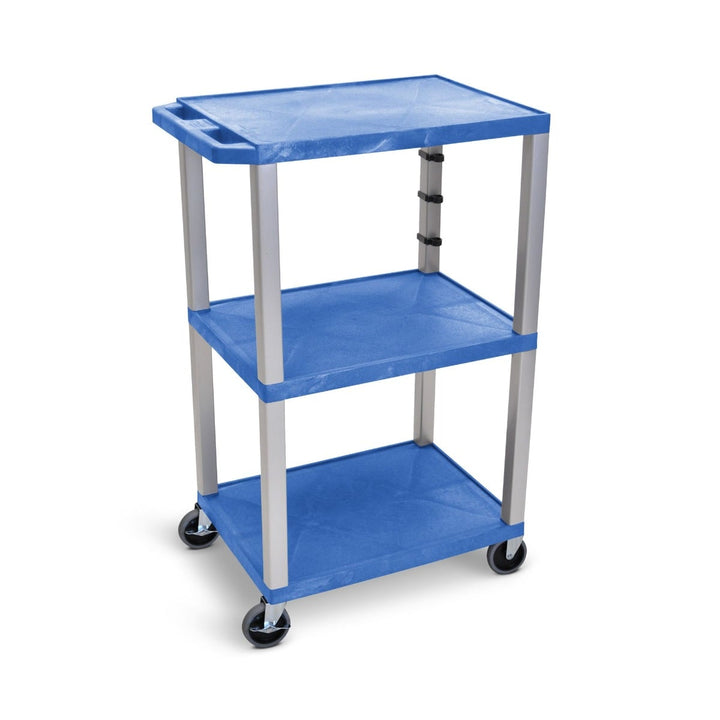 Luxor 42" High 3-Shelf Utility Carts (Blue Shelves)