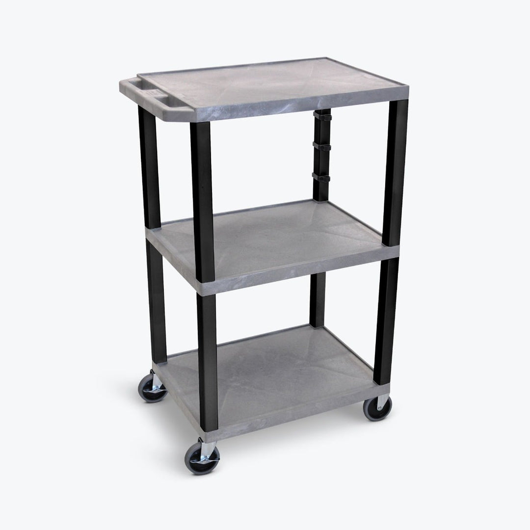 Luxor 42" High 3-Shelf Utility Cart (Gray Shelves)