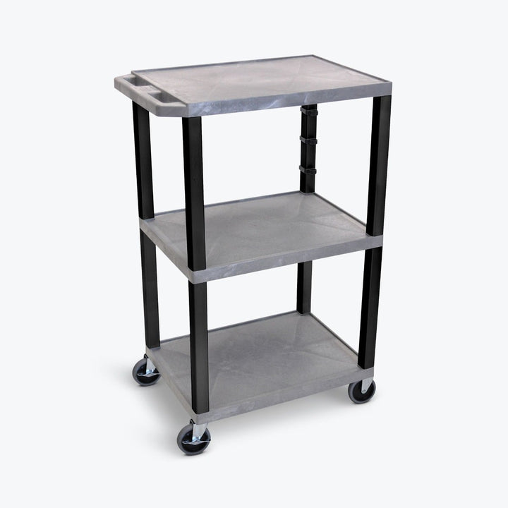 Luxor 42" High 3-Shelf Utility Cart (Gray Shelves)