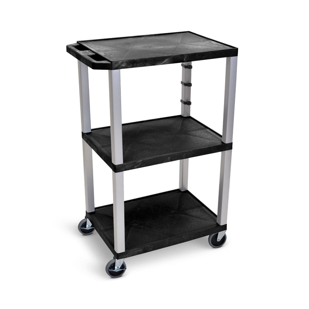 Luxor 42" High 3-Shelf Utility Carts (Black Shelves)